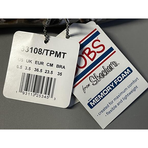 Skechers BOBS Shoes Womens Size 6.5 Tan Cat Print Slip On Memory Foam 33108 - Picture 7 of 8